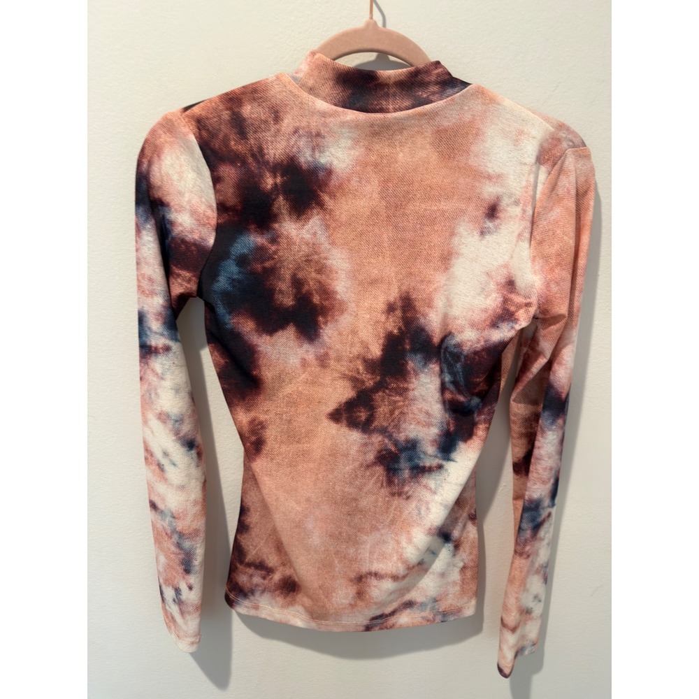 Bardot Tie Dye Mock Neck Long Sleeve Mesh Top - Picture 4 of 4